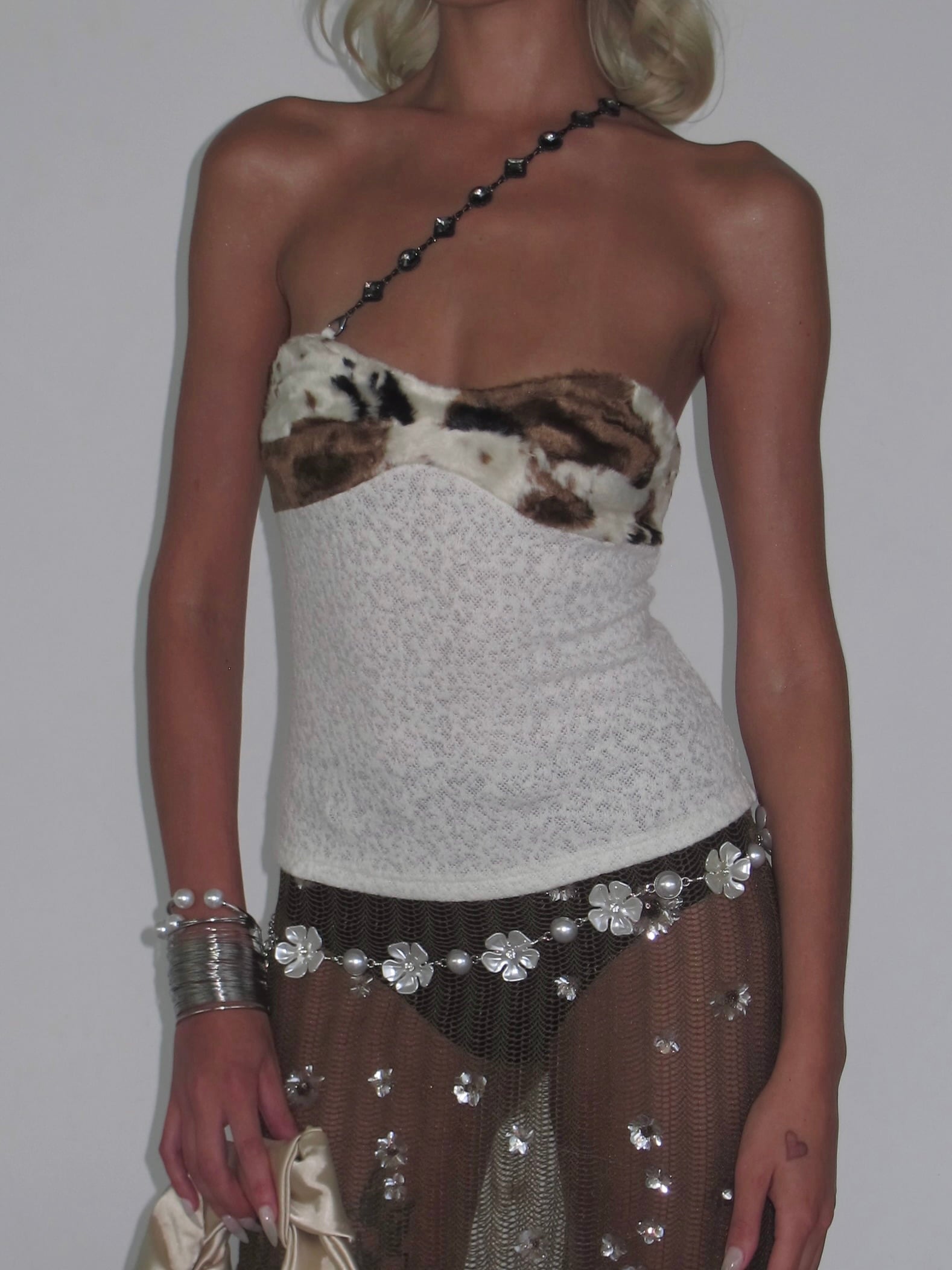 PROD Bldg 2026Fall Selene Faux Fur Chain Tube Top