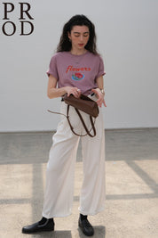 PROD Bldg T shirt Rose Flower Graphic Basic Short Sleeve T-Shirt / Mauve