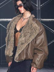 PROD Brown / XS / In-stock Glacier Faux Fur Trim Puffer Jacket Brown