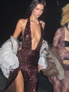 PROD Brown / XS / In-stock Ingrid Halter Neck Maxi Dress