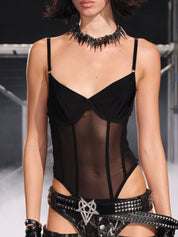 PROD Caged Teddy Boned Bodysuit Black