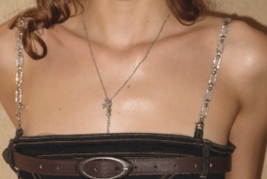 PROD  Chains of (Chained Embellished Denim Bra Top With Belts)