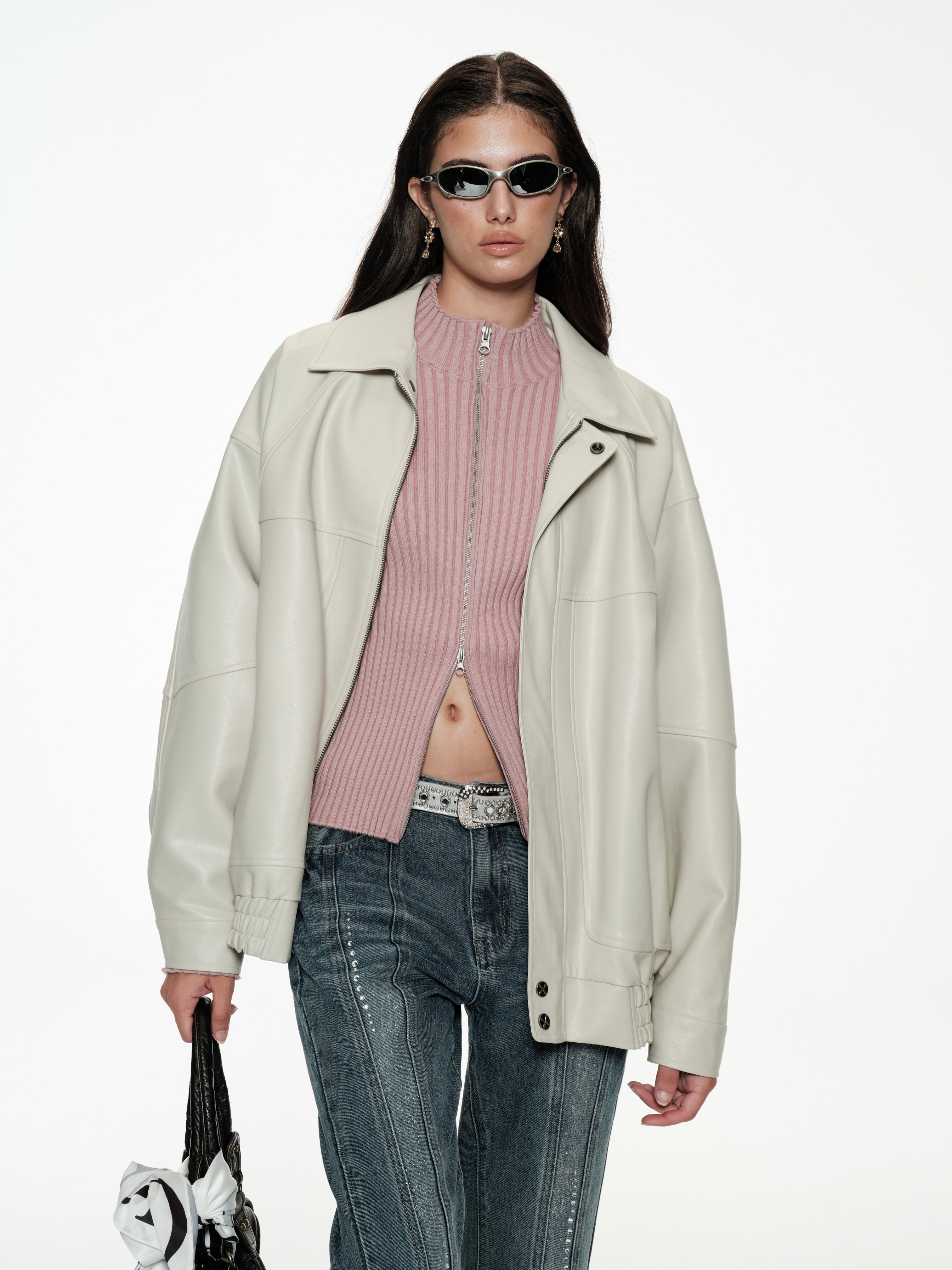 美品CLANE 【定価37400】EGG FAKE LEATHER JACKET Brand Leather Jacket - Jay Blanc