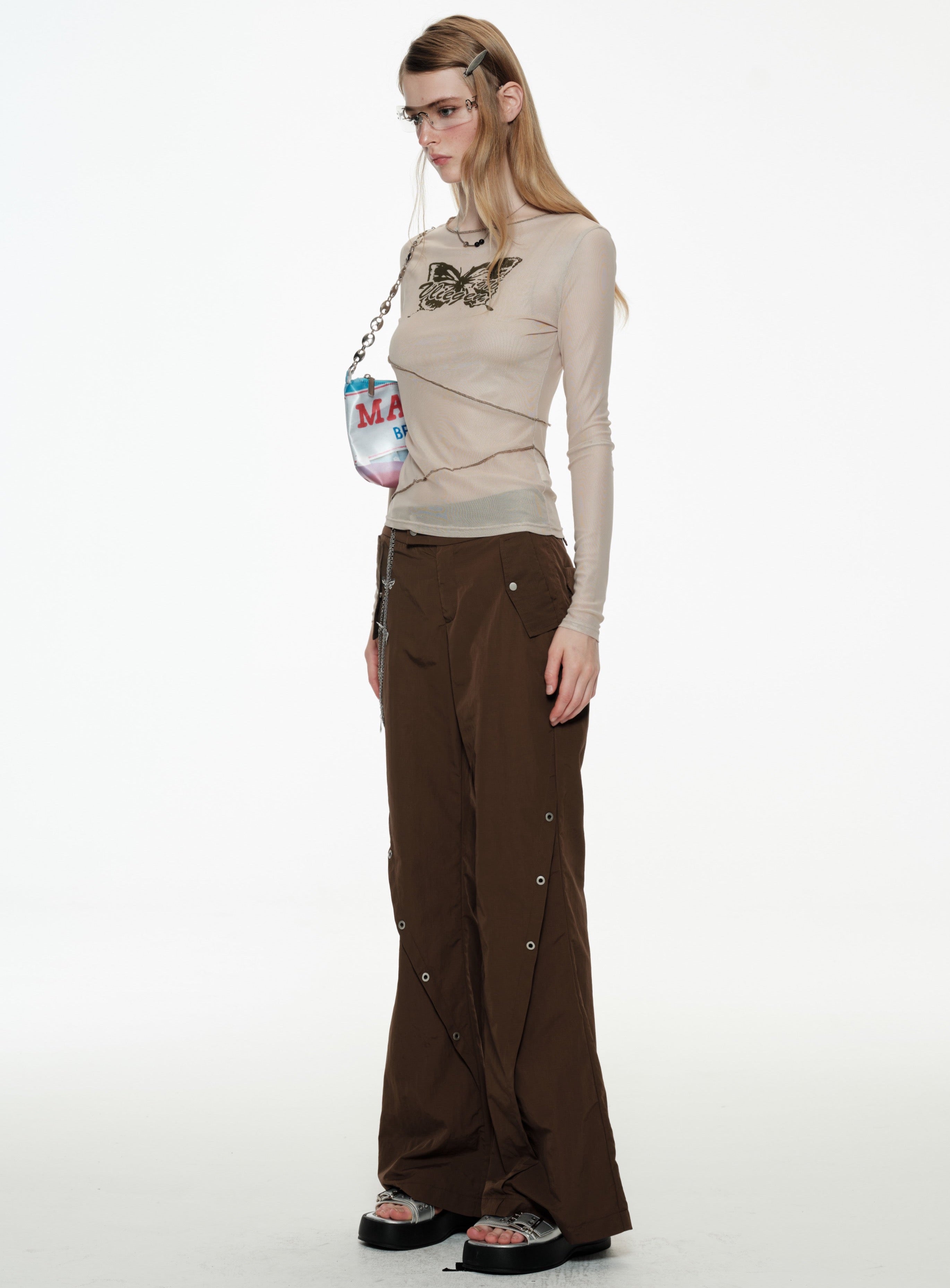  S Button Cargo Flare Pants
