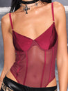 PROD Dark red / XS / In-stock Caged Teddy Boned Bodysuit Red