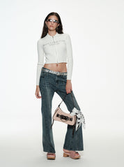 PROD  Date With Cat Zip-Up Sweater