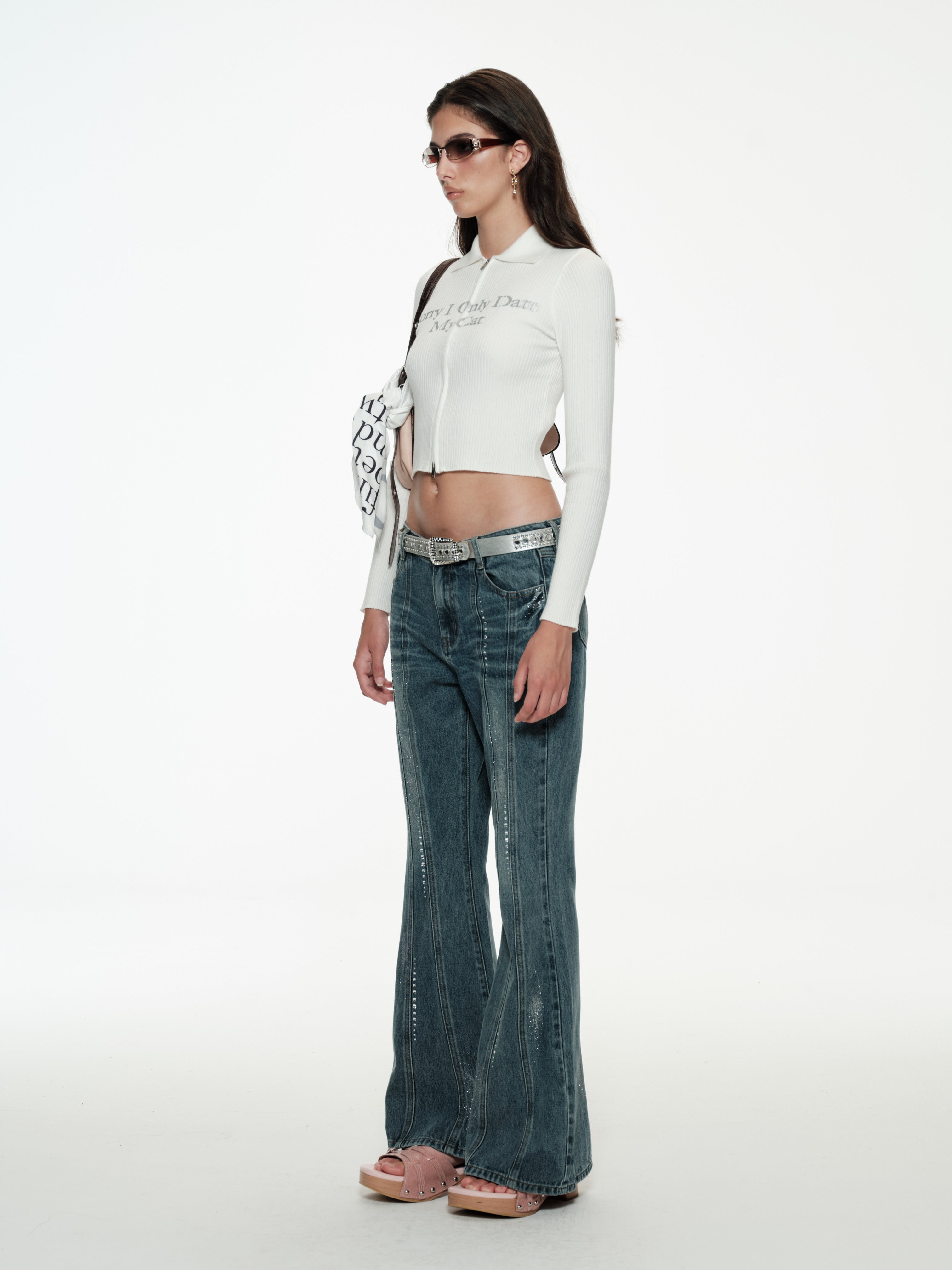 PROD  Date With Cat Zip-Up Sweater