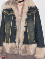 PROD  Denim Faux Fur Jacket