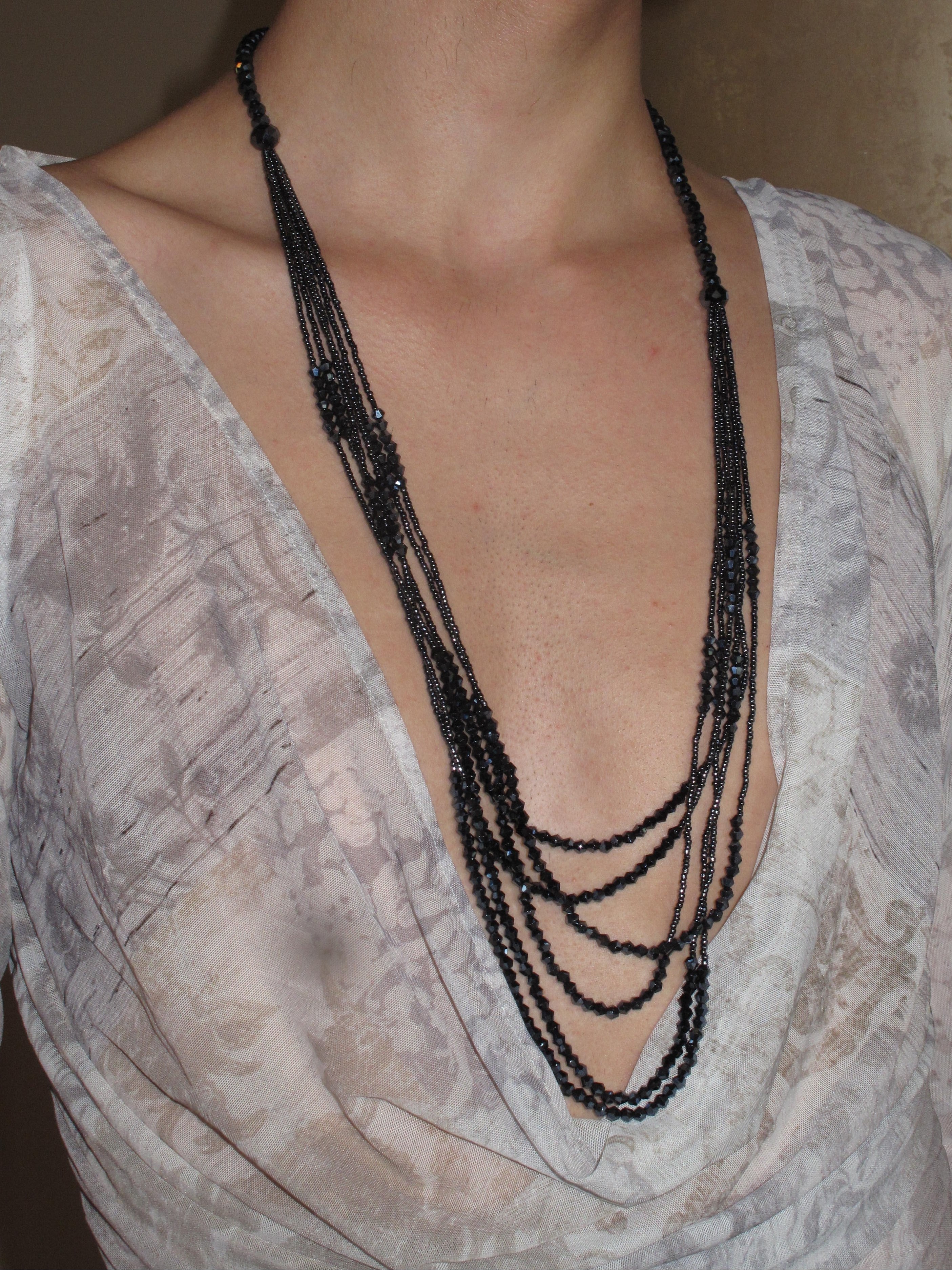 PROD Dusty Navy Drape Multi-Strand Necklace
