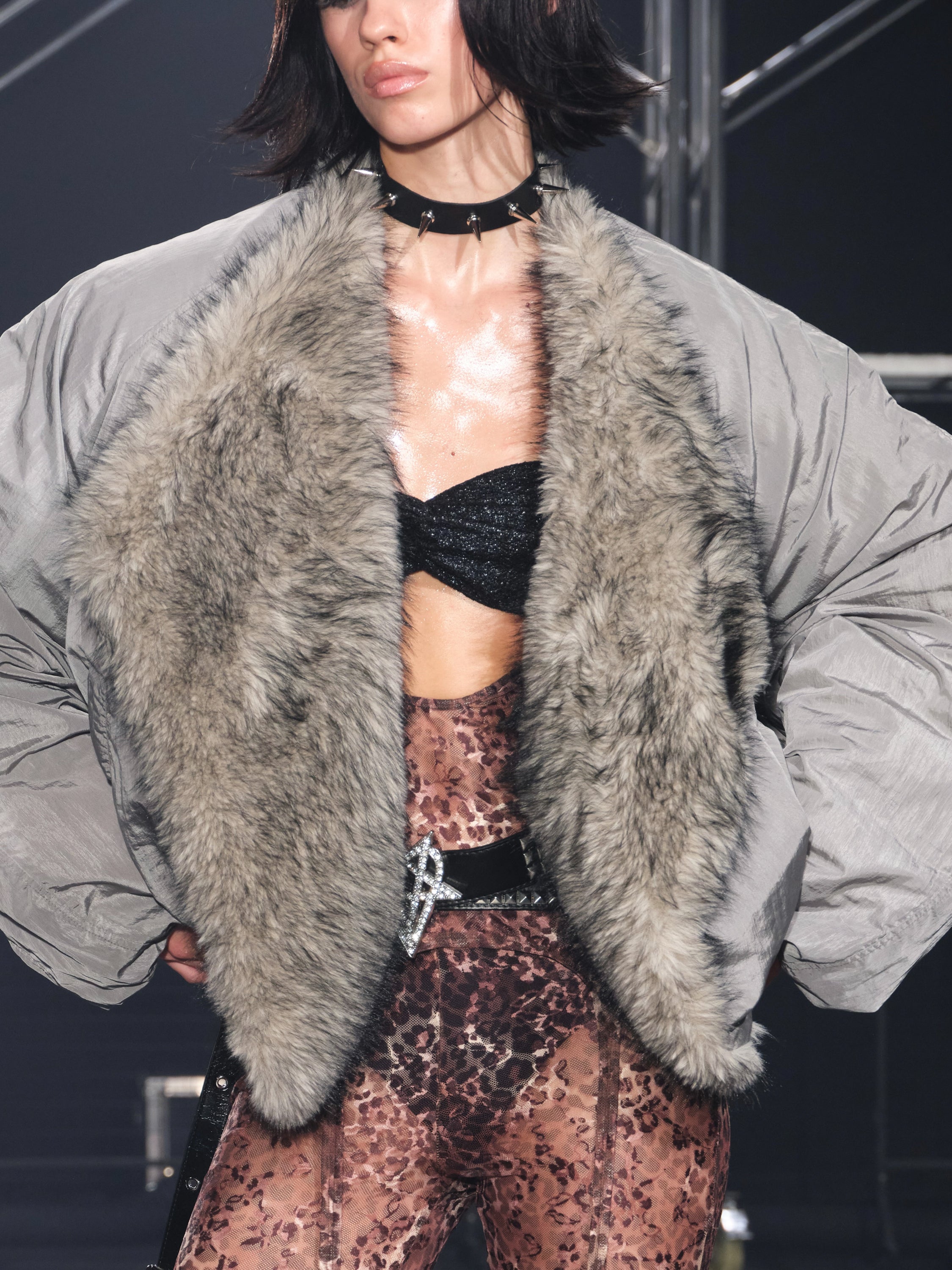 PROD Glacier Faux Fur Trim Puffer Jacket Gray