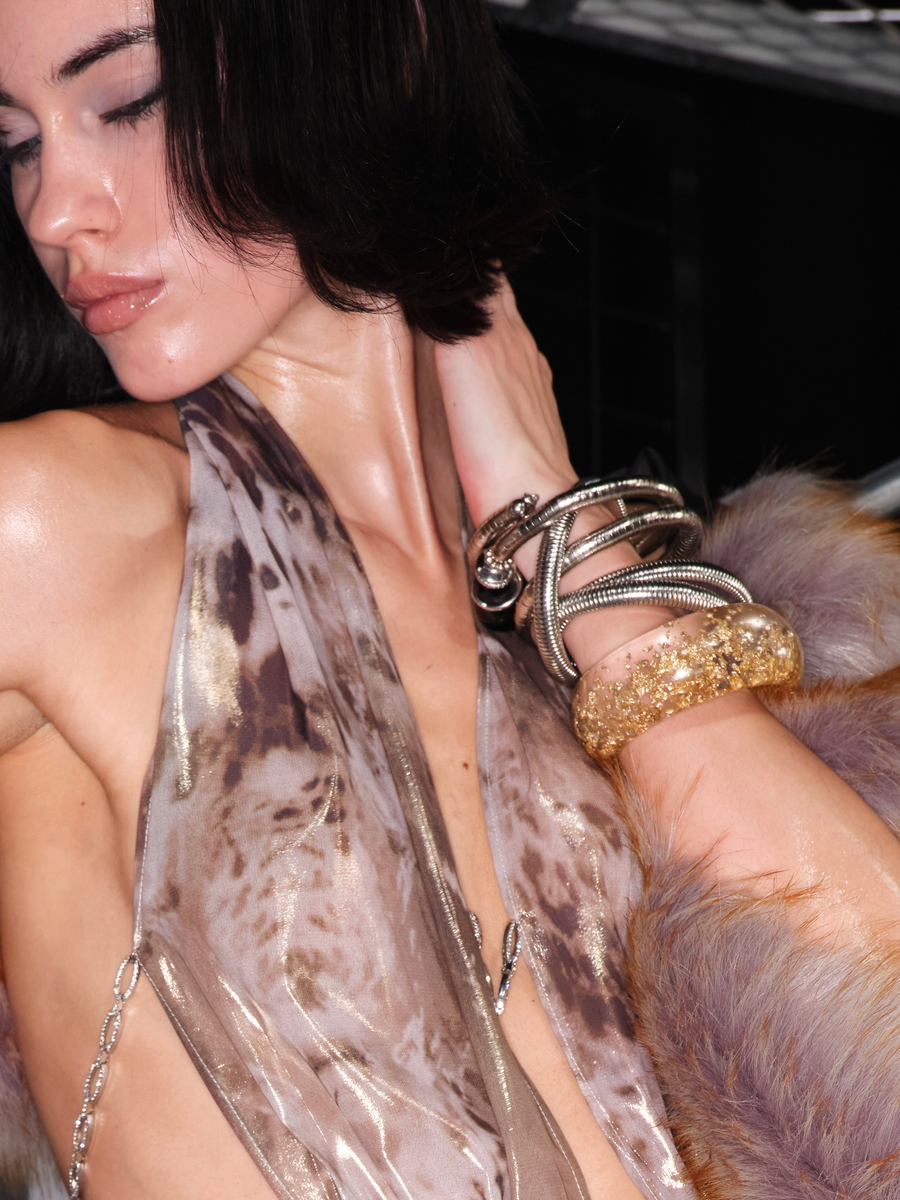  In-stock Gold Foil Resin Bangle