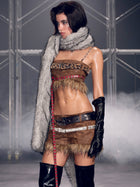 Nyra Faux Fur Extra Long Scarf Gray
