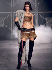 PROD Gray / One size / In-stock Nyra Faux Fur Extra Long Scarf Gray