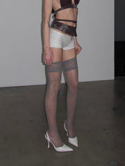 PROD Gray / One size Ivory Lace Splice Thigh Highs