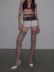 PROD Gray / One size Ivory Lace Splice Thigh Highs