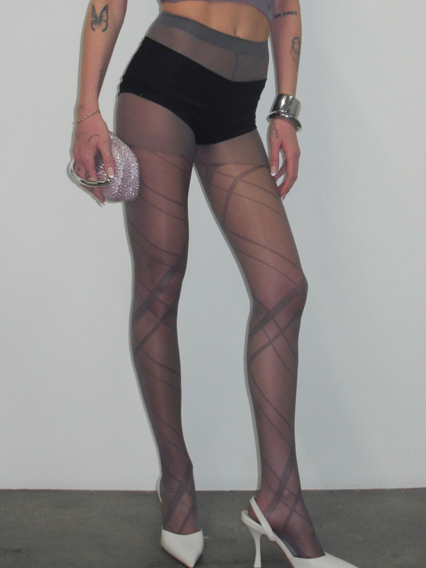PROD Gray / One size Sheer line-pattern tights