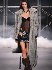 PROD Gray / XS / In-stock Nyra Oversized Faux Fur Coat Gray