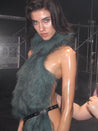 PROD green blue / One size / In-stock Lilith Faux Fur High Neck Top (With Belts)