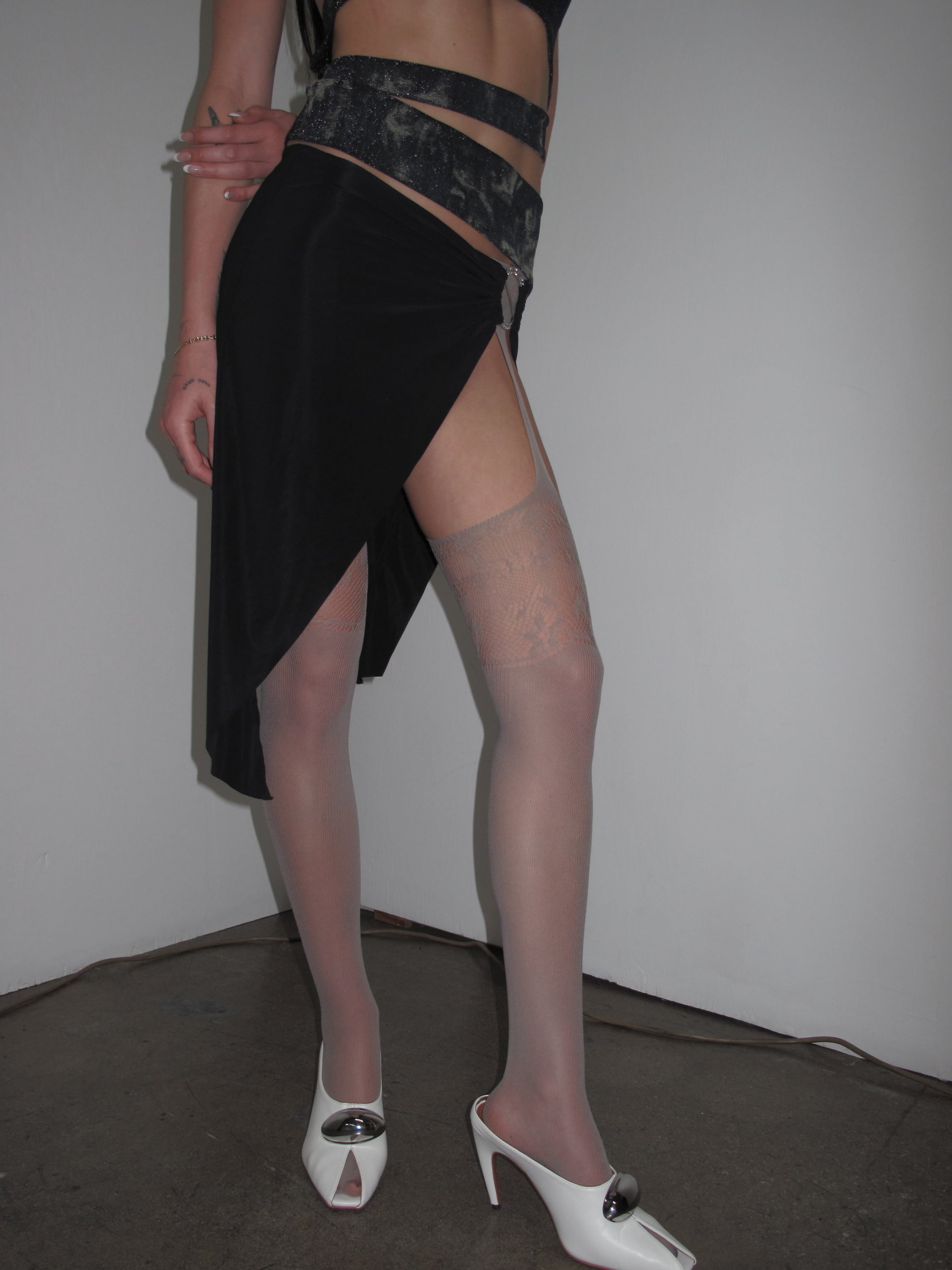 PROD Grey / One size Lace Suspender Thigh High Stockings