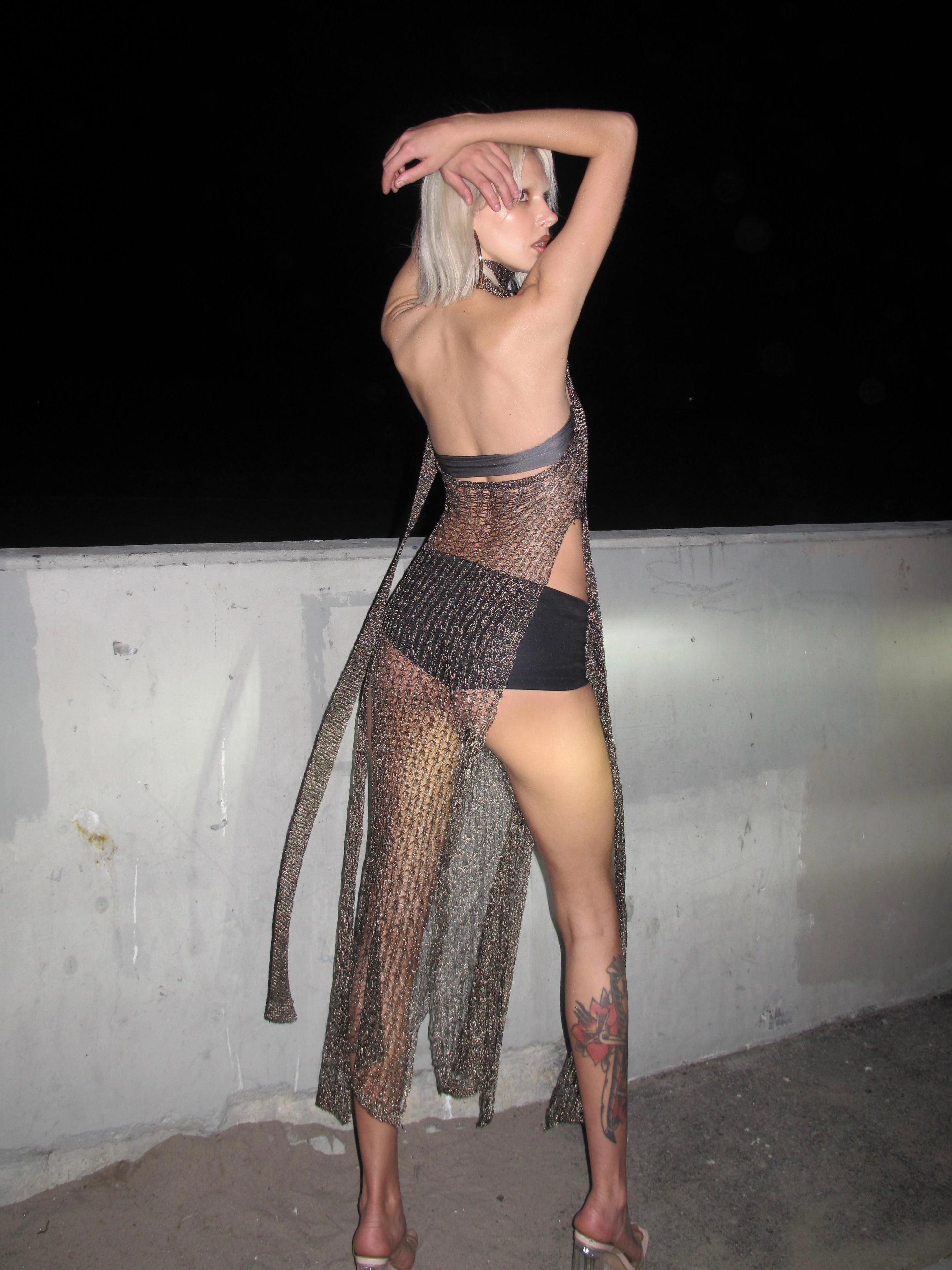 PROD Islander Knitted Halter Dress with Scarf