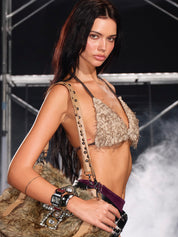 PROD Khaki / One size / In-stock Wild Thing Feather Bikini Top