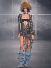 PROD Leopard / XS / In-stock Venus Ruffled Long Sleeve V Tie-hem Top