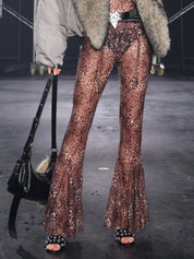 PROD Leopard / XXS / In-stock Slither Mesh Flare Pants