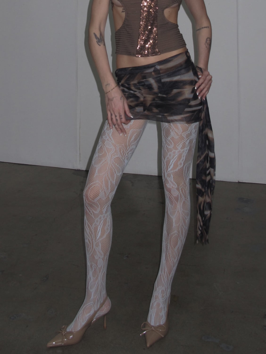 PROD light blue / One size Floral Lace Tights
