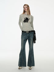 PROD Low Waisted Rhinestone Flare Jeans