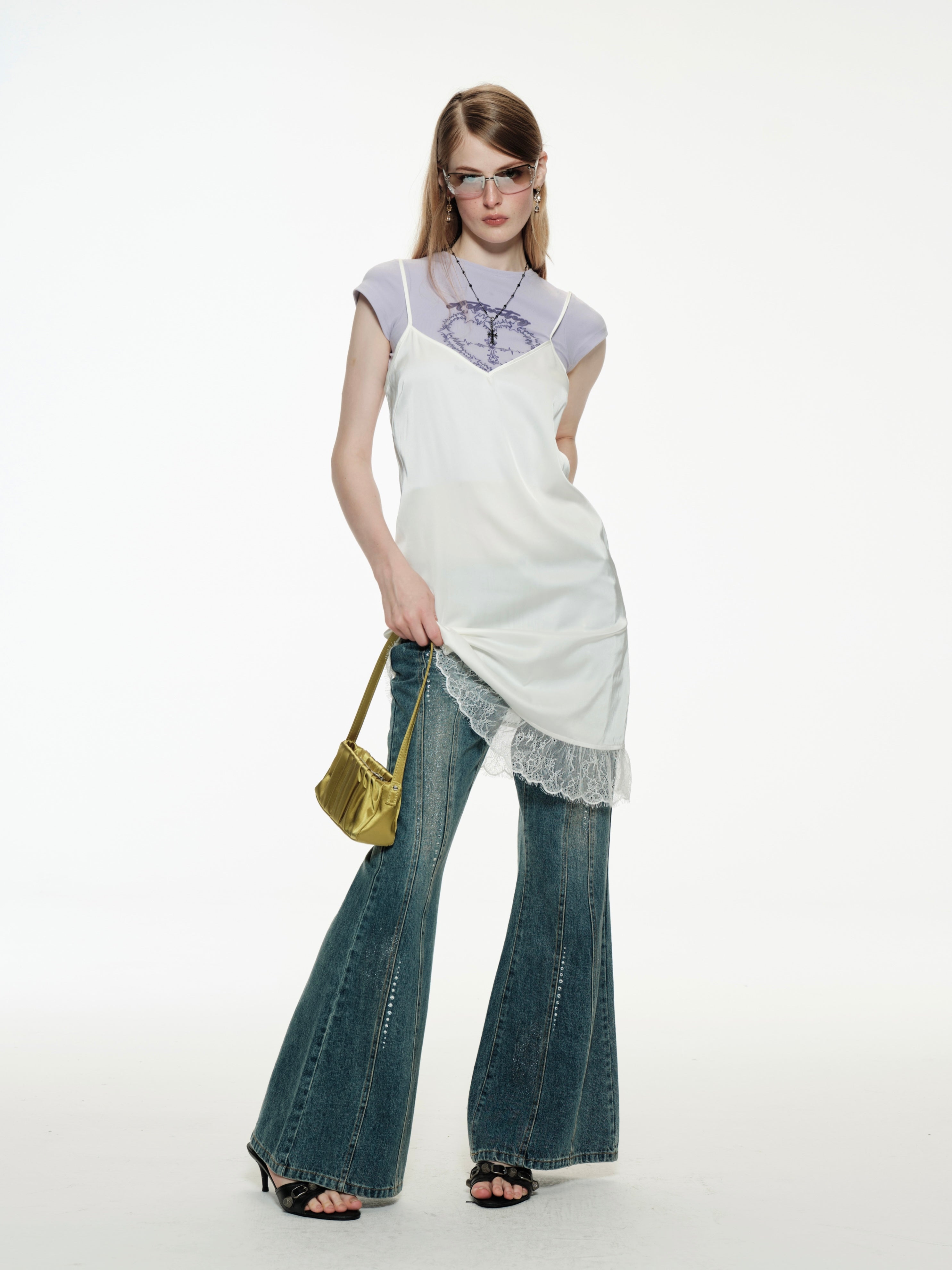 PROD Low Waisted Rhinestone Flare Jeans