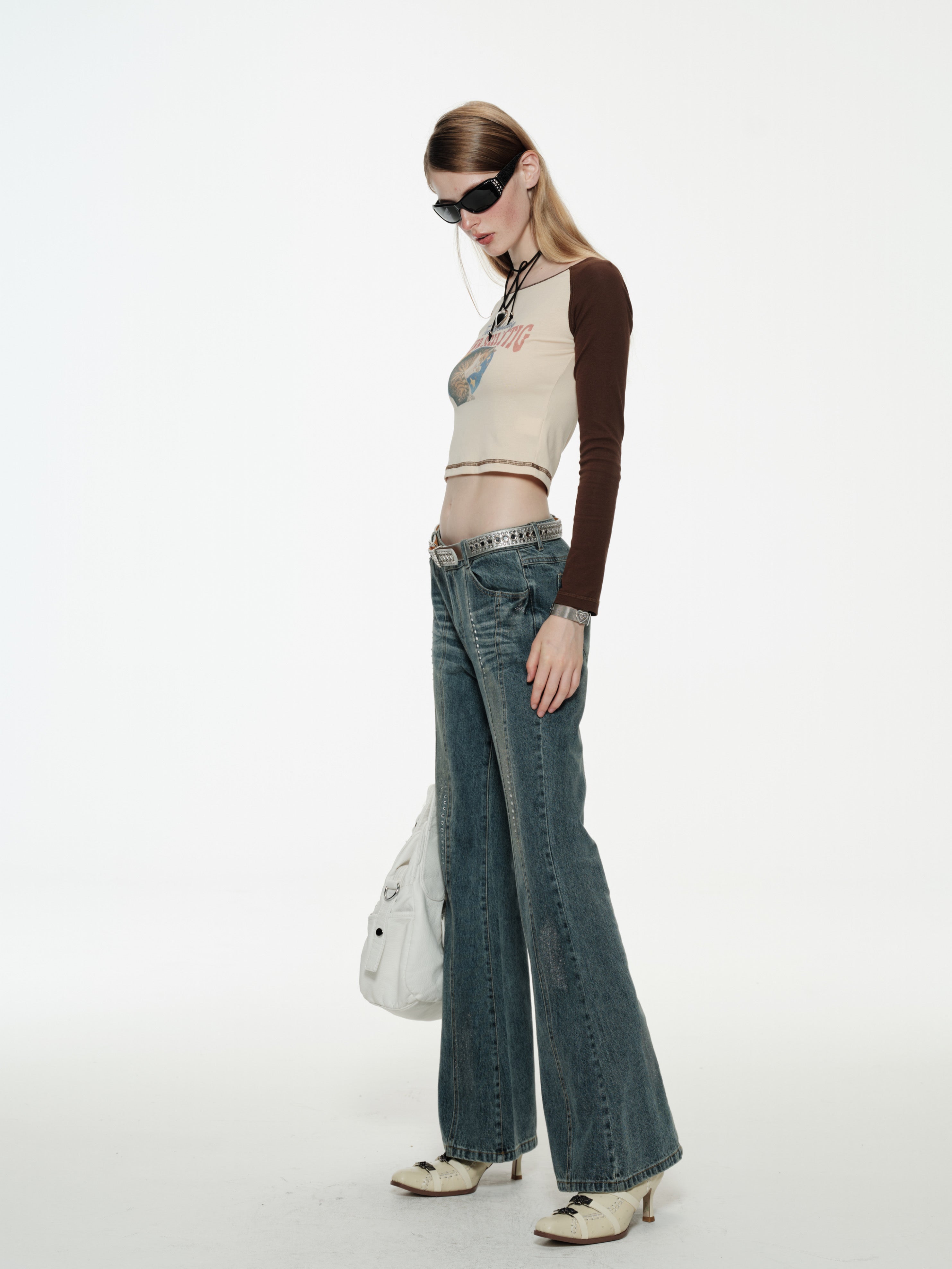 PROD Low Waisted Rhinestone Flare Jeans