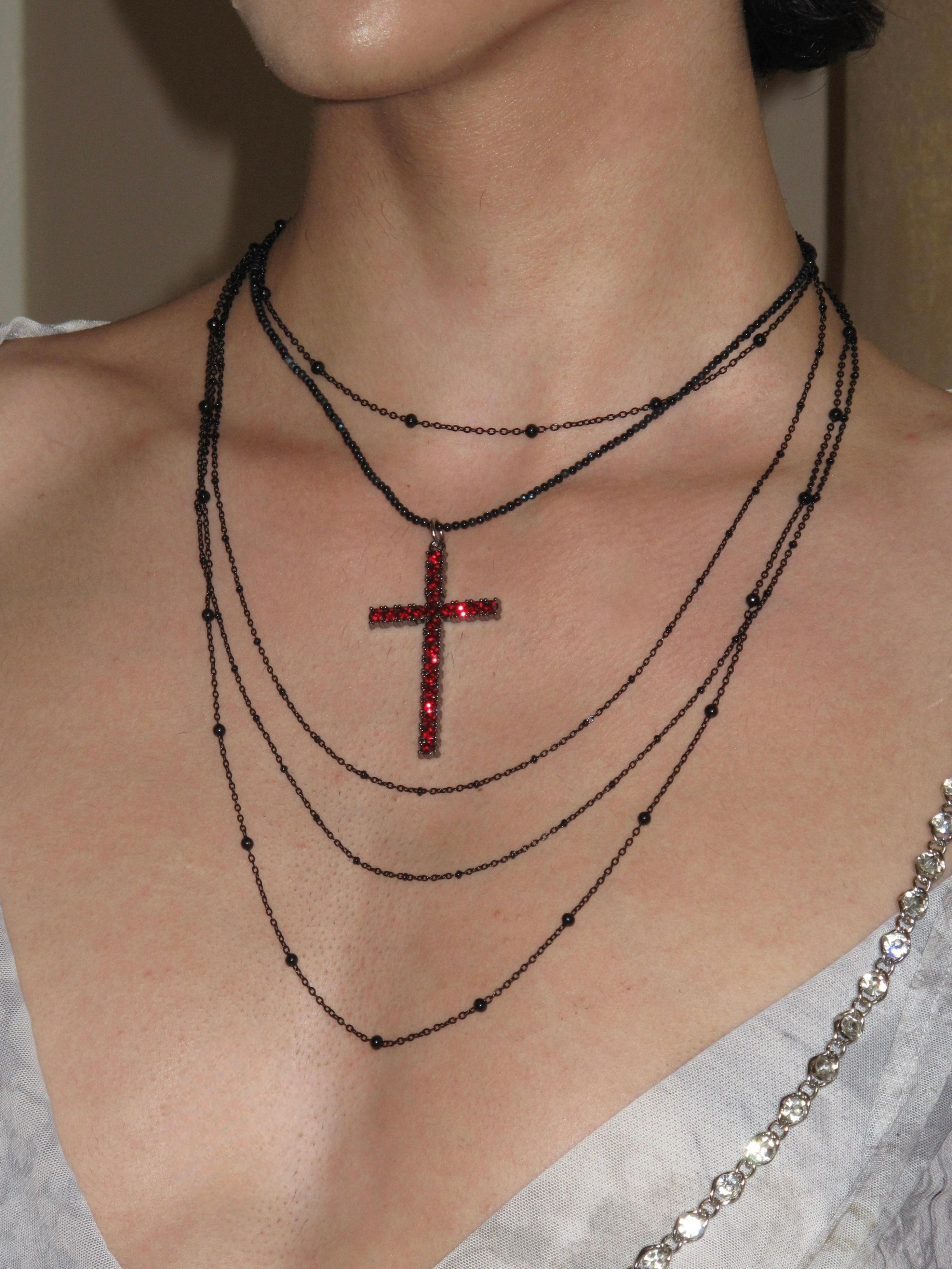 PROD Multi-Layer Necklace Crimson Cross Layered Necklace