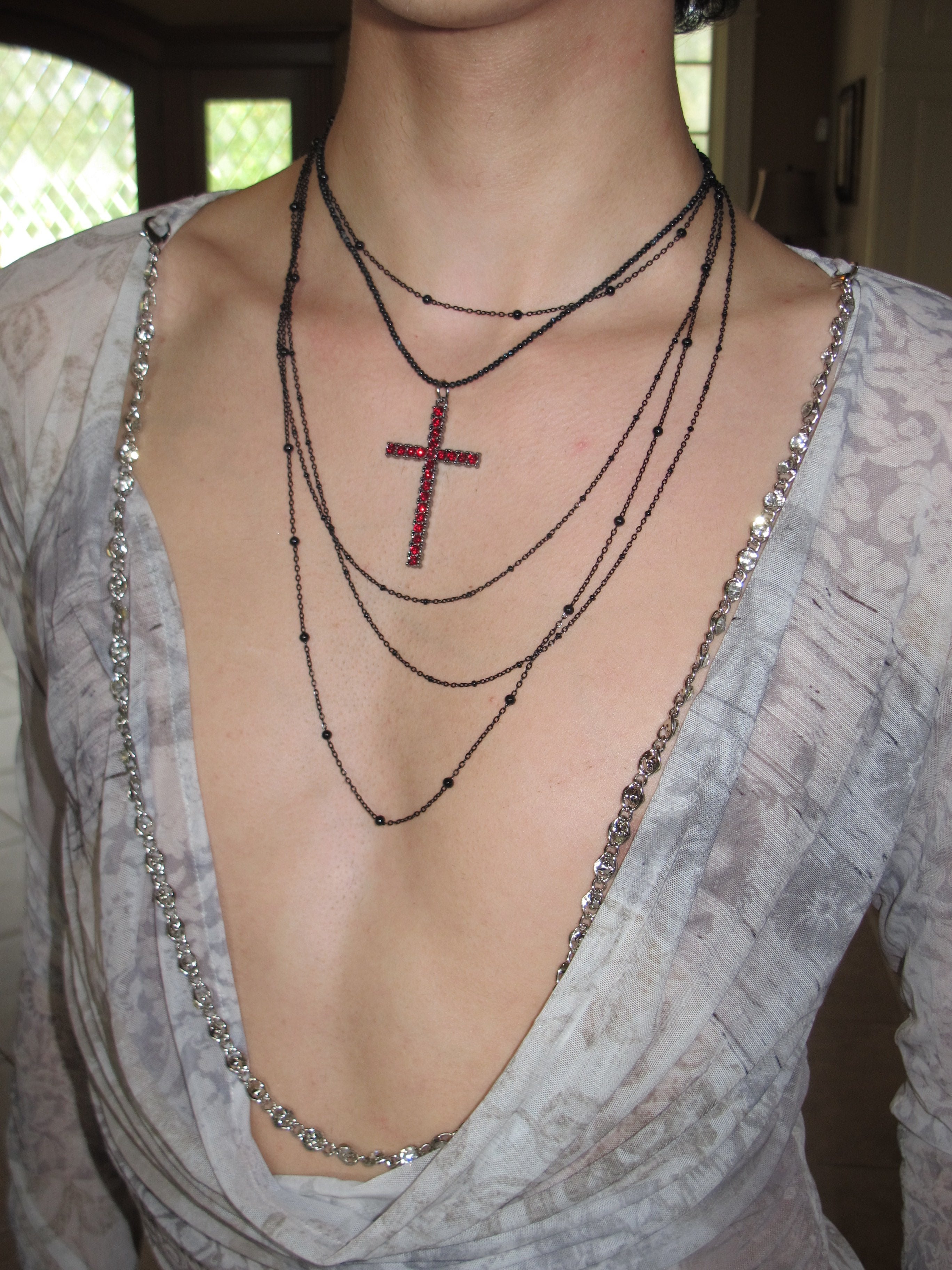 PROD Multi-Layer Necklace Crimson Cross Layered Necklace