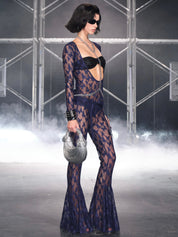 PROD Nadia V-neck Top In Navy Butterfly