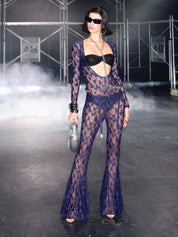 PROD Nadia V-neck Top In Navy Butterfly