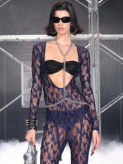 PROD Nadia V-neck Top In Navy Butterfly