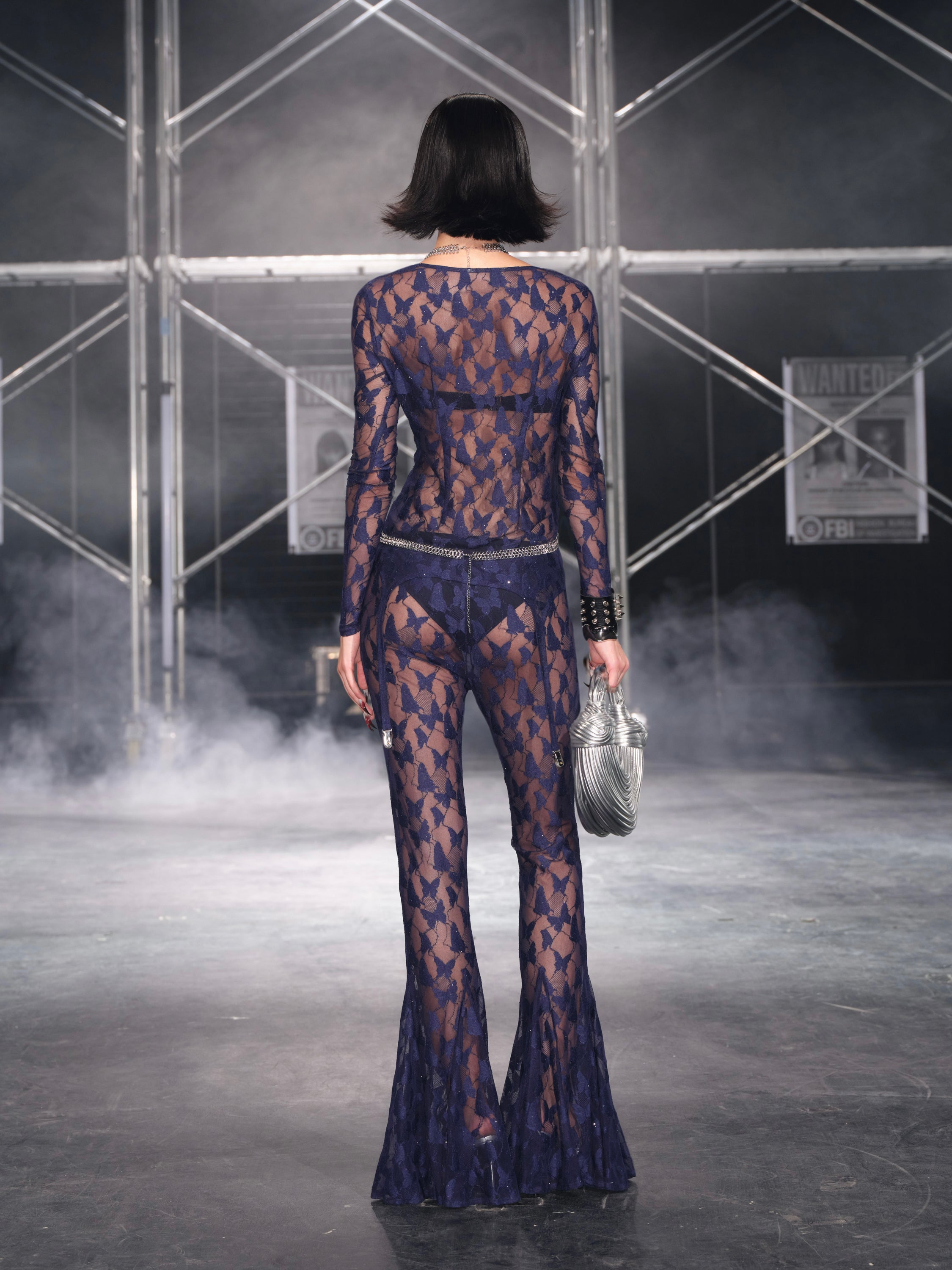 PROD Nadia V-neck Top In Navy Butterfly