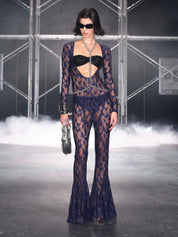 PROD Nadia V-neck Top In Navy Butterfly