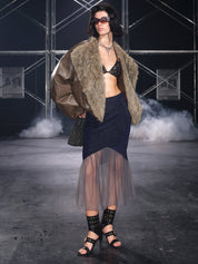 PROD Navy & gray / XS / In-stock Luna Sheer Mesh Skirt Navy