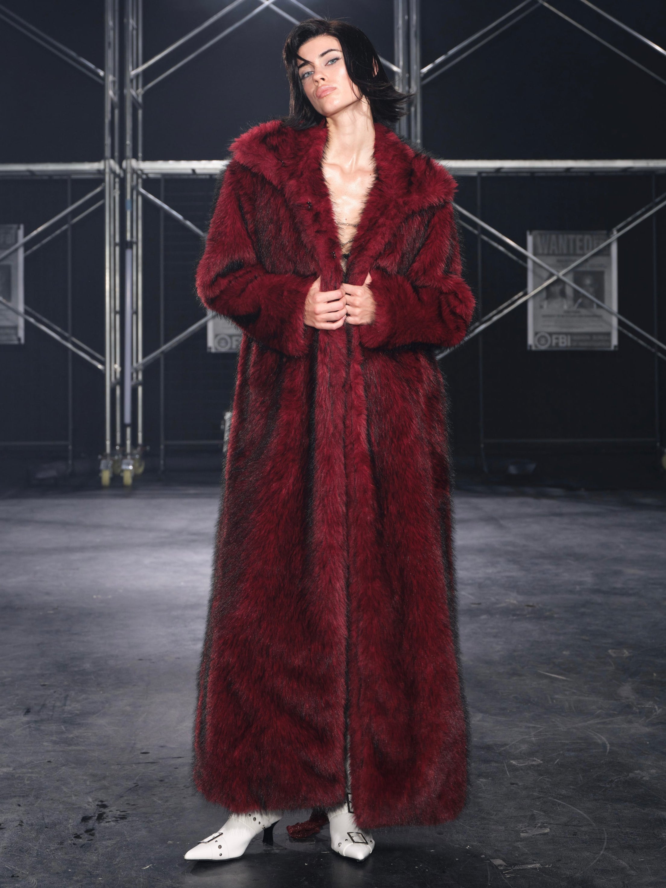 PROD Nyra Oversized Faux Fur Coat Red