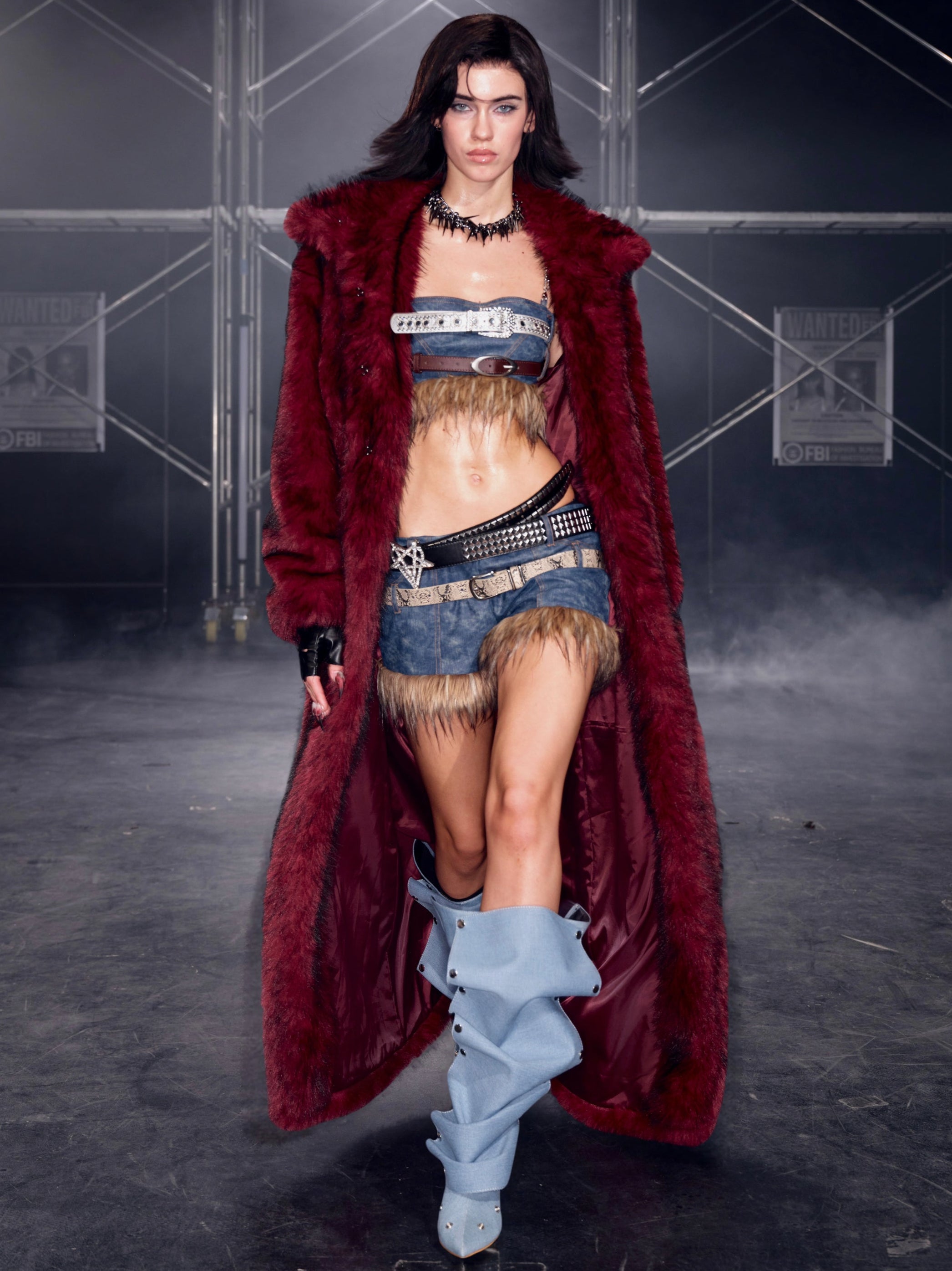 PROD Nyra Oversized Faux Fur Coat Red