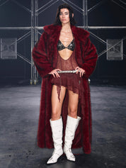 PROD Nyra Oversized Faux Fur Coat Red