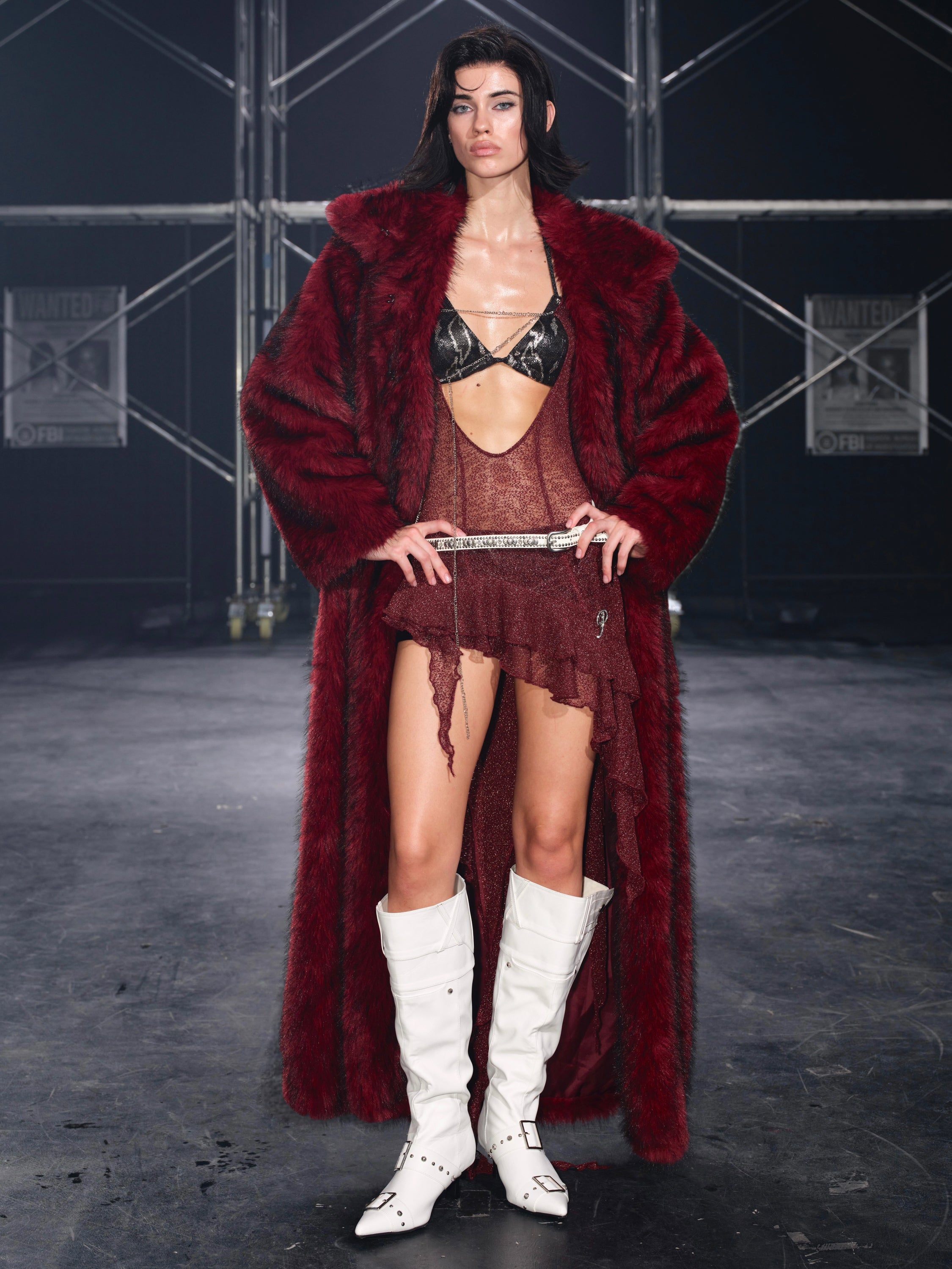 PROD Nyra Oversized Faux Fur Coat Red