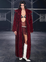 PROD Nyra Oversized Faux Fur Coat Red