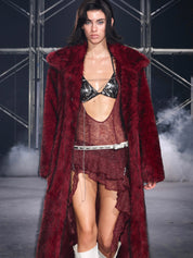 PROD Nyra Oversized Faux Fur Coat Red