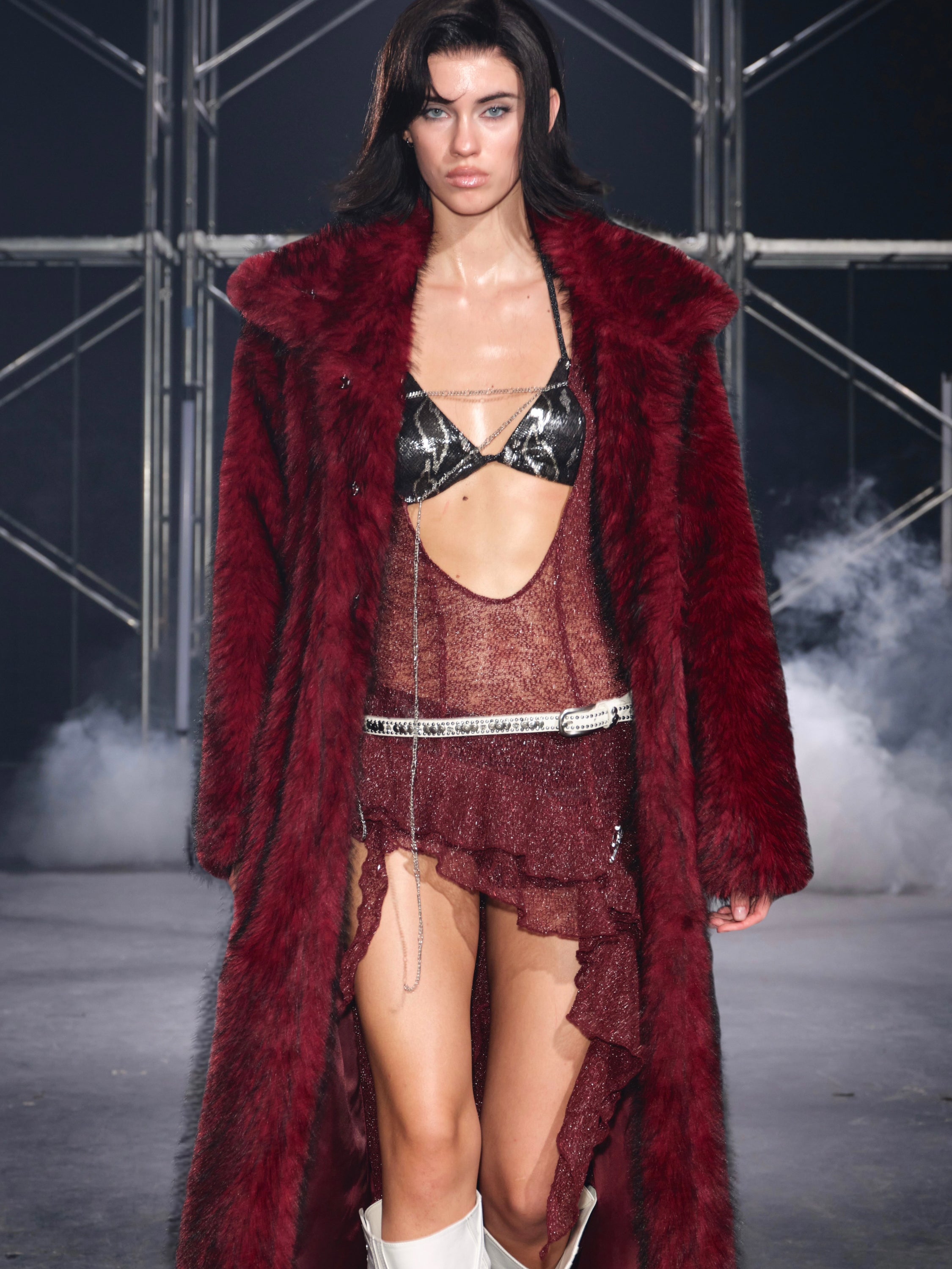 PROD Nyra Oversized Faux Fur Coat Red