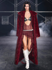 PROD Nyra Oversized Faux Fur Coat Red