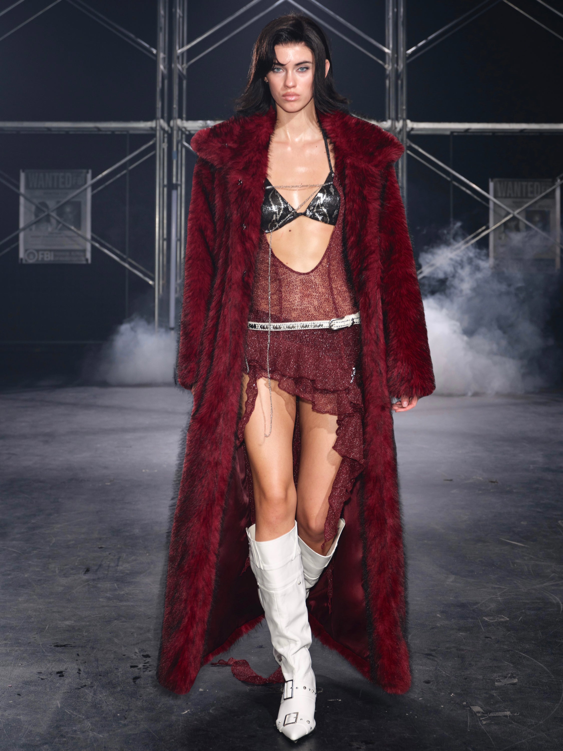 PROD Nyra Oversized Faux Fur Coat Red