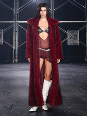 PROD Nyra Oversized Faux Fur Coat Red
