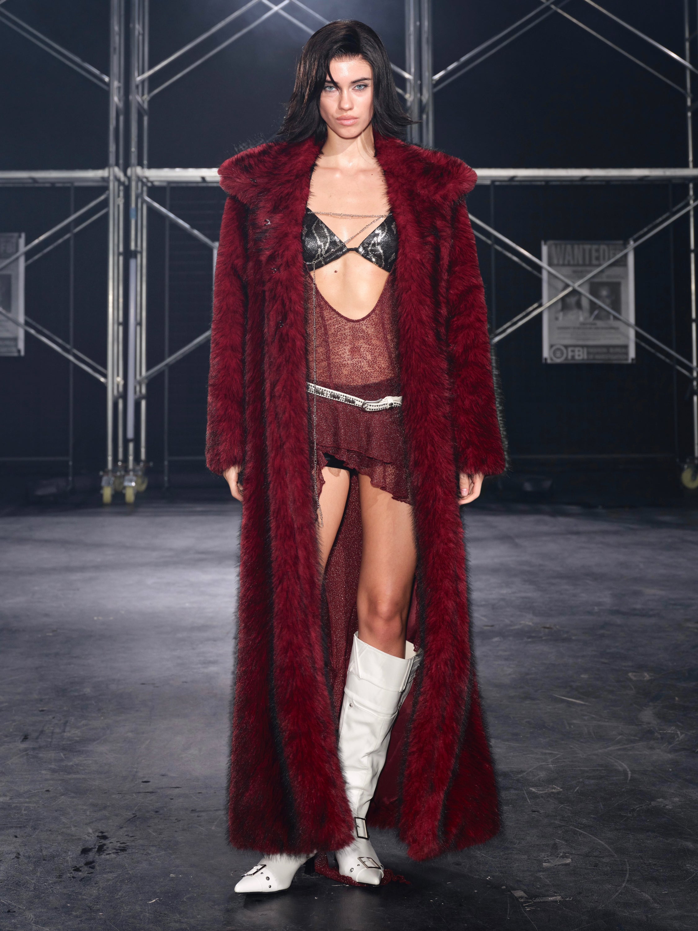 PROD Nyra Oversized Faux Fur Coat Red